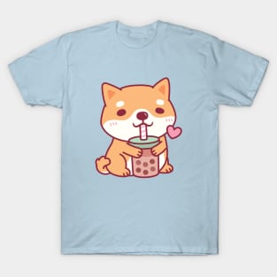 Cute Shiba Inu Dog Loves Bubble Tea T-Shirt